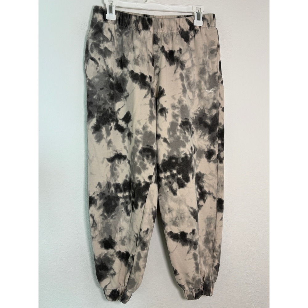 Hollister Tie Dye Sweatpants Womens Large Ultra High Rise Black Cream Joggers